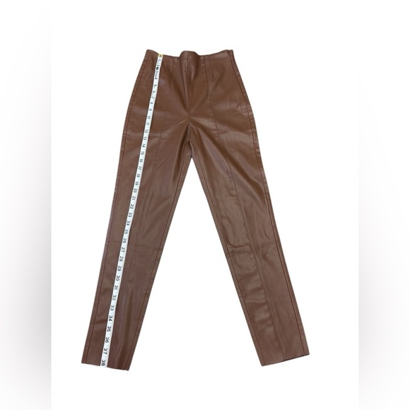 ZARA, High-Waisted Faux Leather Leggings, Small, Brown - Picture 9 of 11